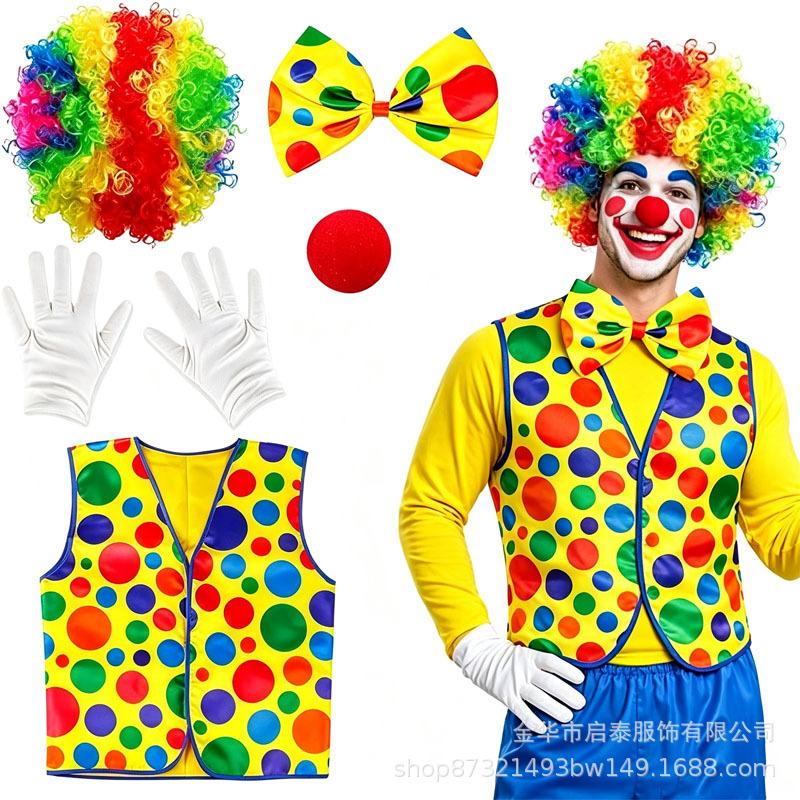 Halloween clown cosplay costume colorful wig party dress up stage costume