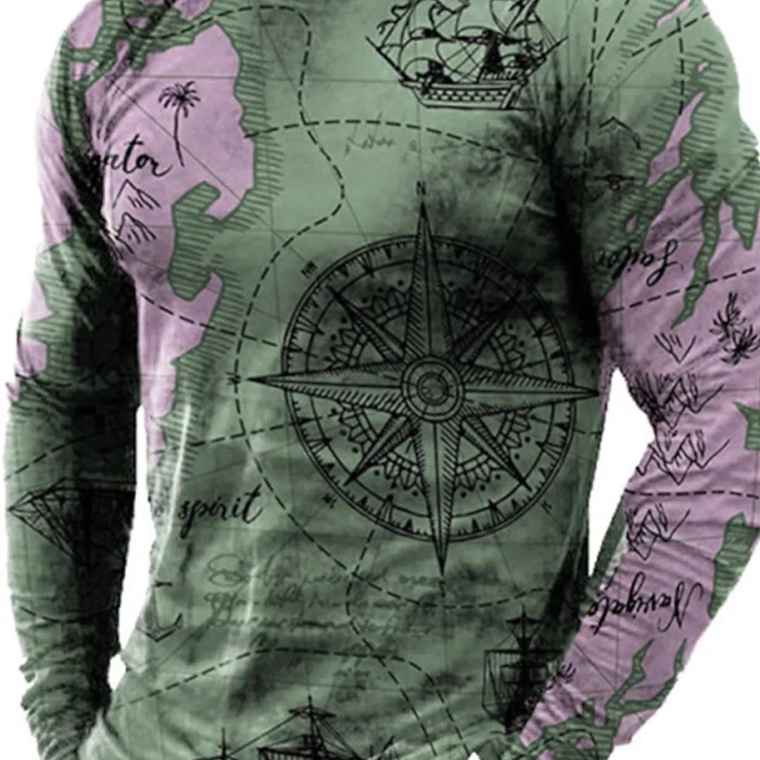 

Мужская футболка с длинным рукавом и 3D-картой мира для активного отдыха, фитнеса, ретро, ​​классическая спортивная футболка с длинными рукавами, теплая футболка с длинными рукавами большого размера 6XL