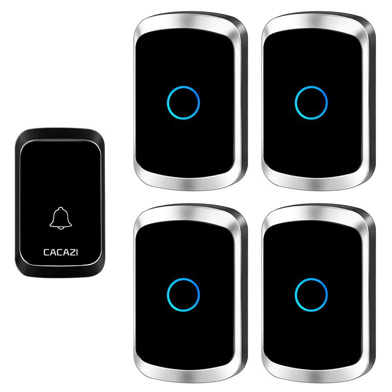 Household Wireless Doorbell with Remote Control and Digital Music чёрный