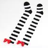 Holiday Lovely 3D Bowknot Striped Over Knee Thigh High Socks for Woman Clothing