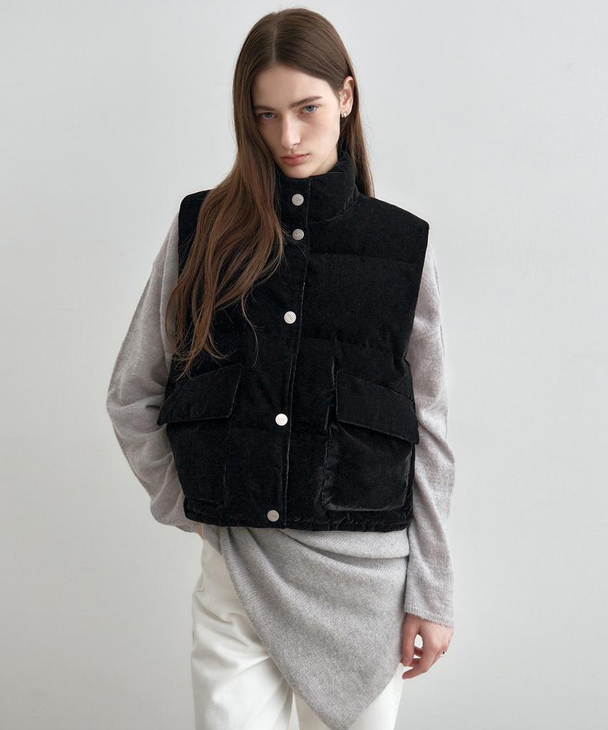 Mongdol Duck Down Velvet Padded Vest Black Mdjp019Black