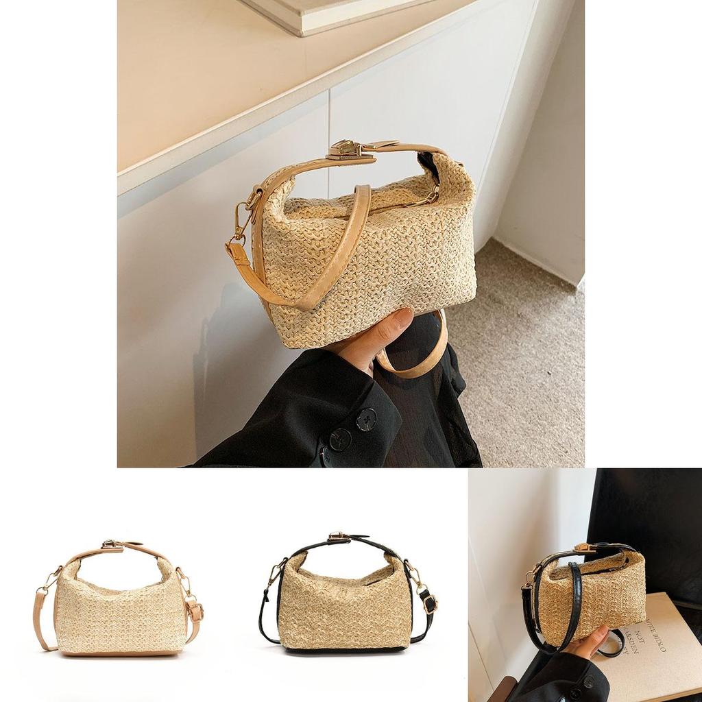 Summer Womens Woven Shoulder Bag With Zipper Closure For Casual Daily Use