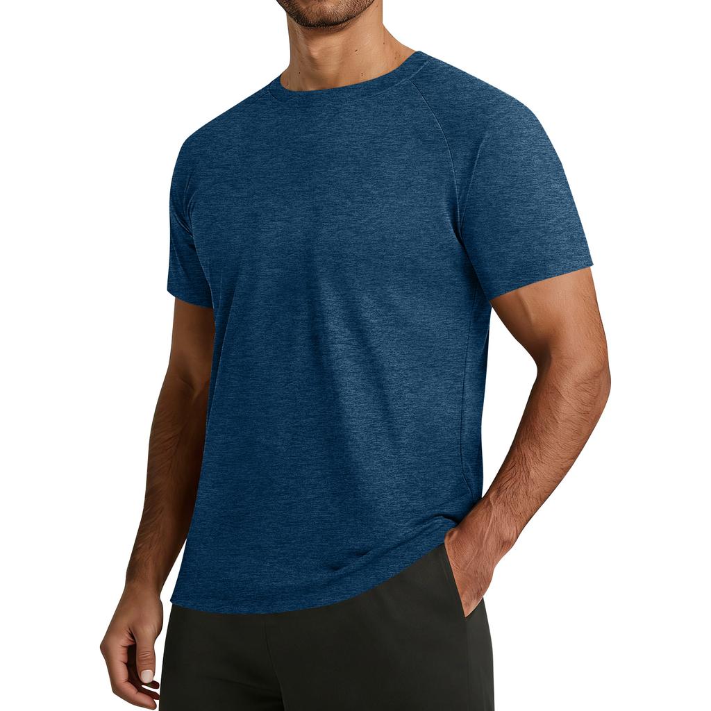 Men Crew Neck Short Sleeve T Shirt Soft Breathable Lightweight Athletic Fit Classic Solid Design Tee Top