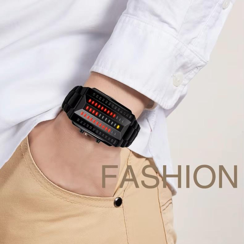 LED-Mode-Armbanduhr Unisex Herren Damen Geschenk Digital Lava Display Edelstahlband Armee Sport Vintage Retro Casual