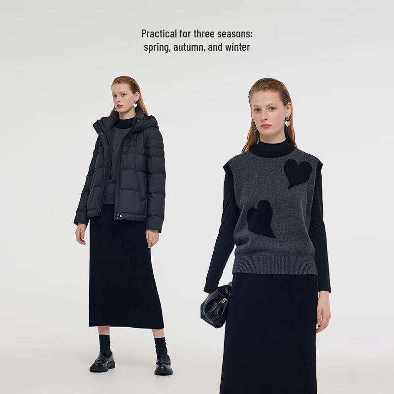 GOELIA Women's Heart Jacquard Vest & Knit Top Set