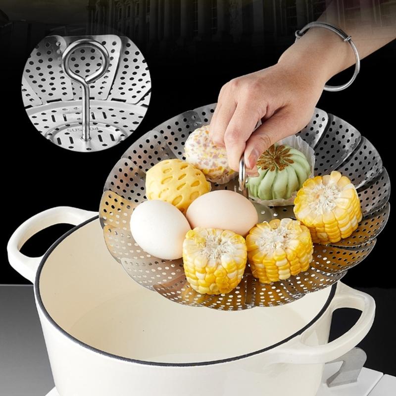 Adjustable Steaming Rack Stainless Steel Tableware Steamers Perfect for Various Food Sizes and Cooking Requirements