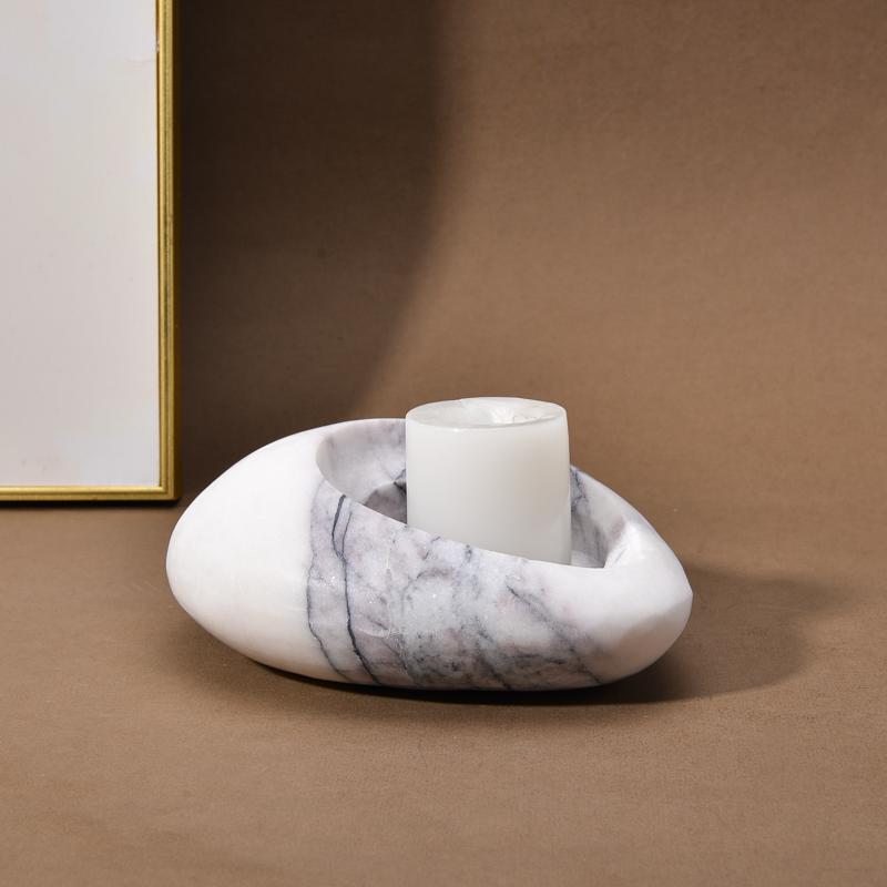 Elegant Fashion Stone Candlestick Stand Dining Table Decor Mantle Valentine's Day Gift Romantic Marble Candle Holder