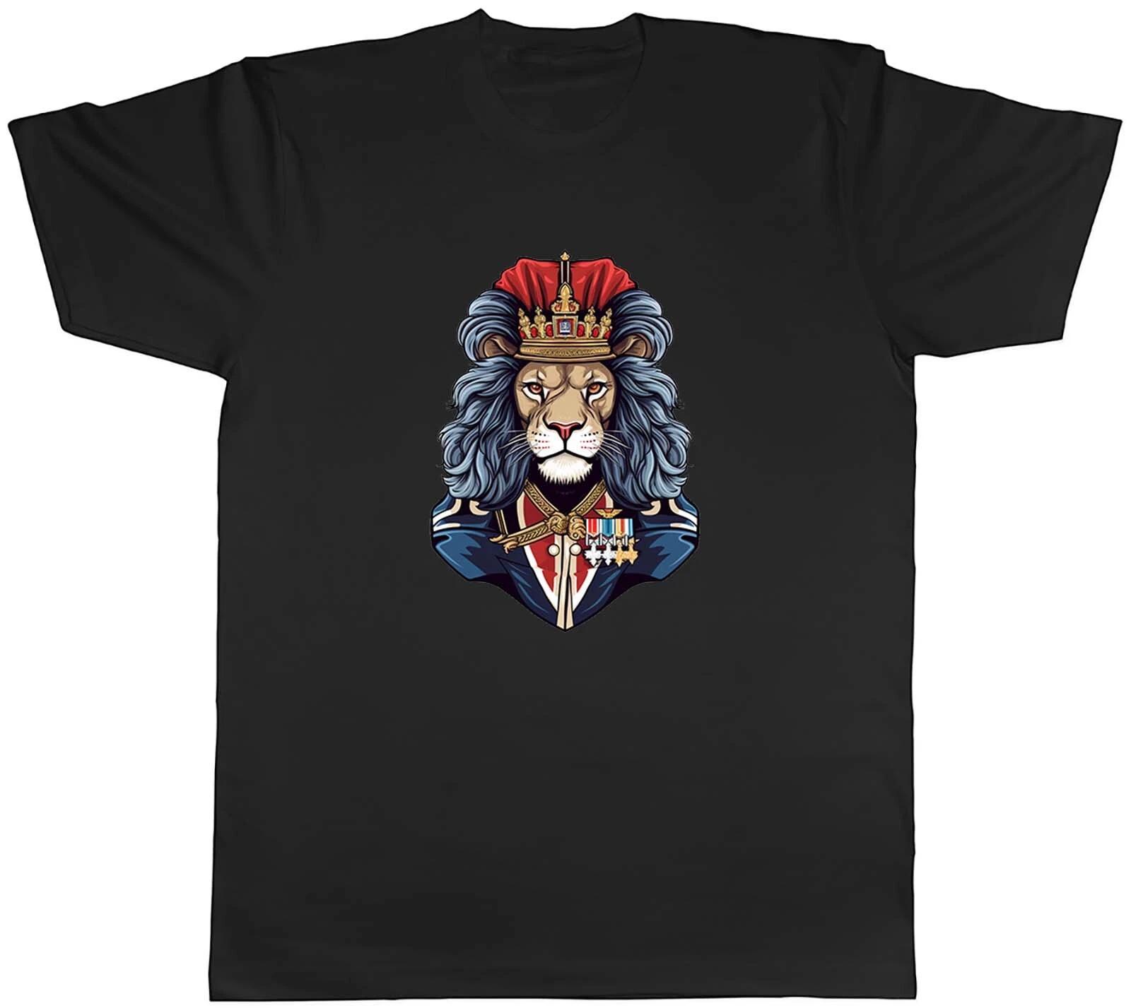 King Lion Mens T-Shirt Royal Military Uniform Crown Unisex Tee Gift XL