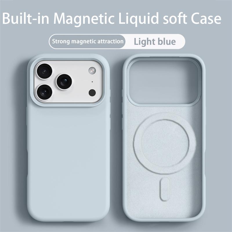 Orange Liquid Silicone Magsafe Case for iPhone 17 Pro Max Air Soft Magnetic Charing Cover For iPhone 12 13 14 15 16 Pro Max Plus