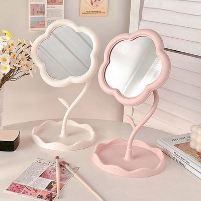 Desktop Makeup Mirror Sunflower Shaped Cute Dressing Mirror Rotatable Detachable Hanging Jewelry High-Definition Makeup Mirror