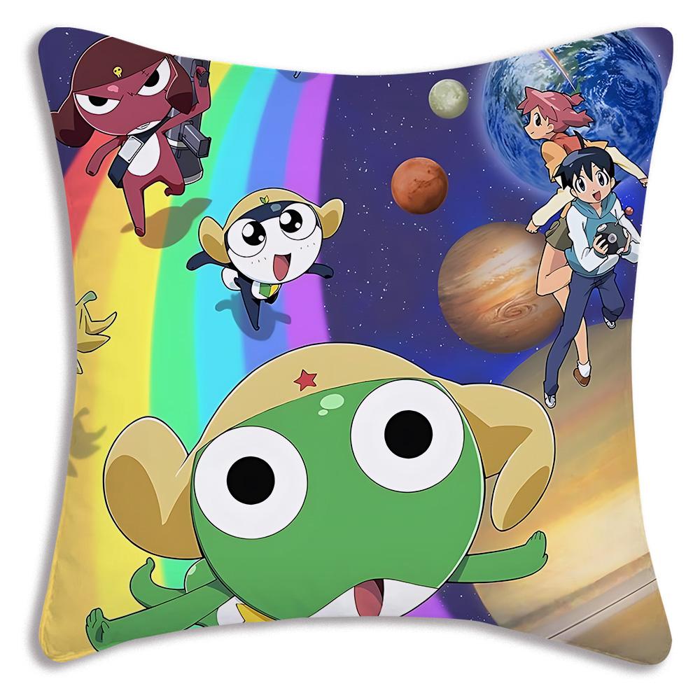 Hot Gunsous K-Keroro frog Pillow Covers Cartoon Sofa Decorative Home Double-sided Printing Short Plush Cute Cushion Cover