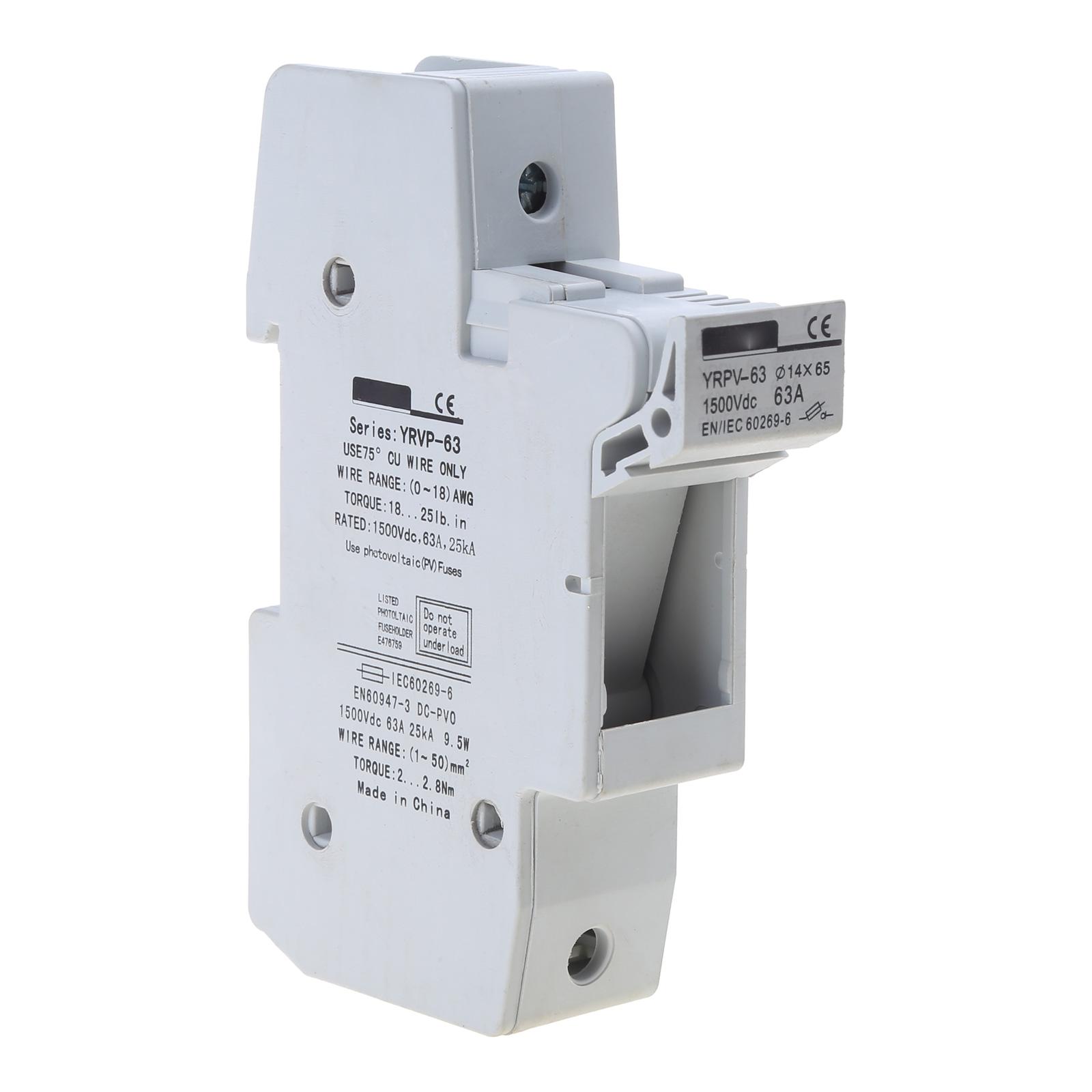 

Тримач запобіжника, встановлений на DIN-рейку, 1000 В постійного струму, 14x51 мм, фотоелектричний запобіжник постійного струму. Основа запобіжника на сонячних батареях для захисту фотоелектричної системи.