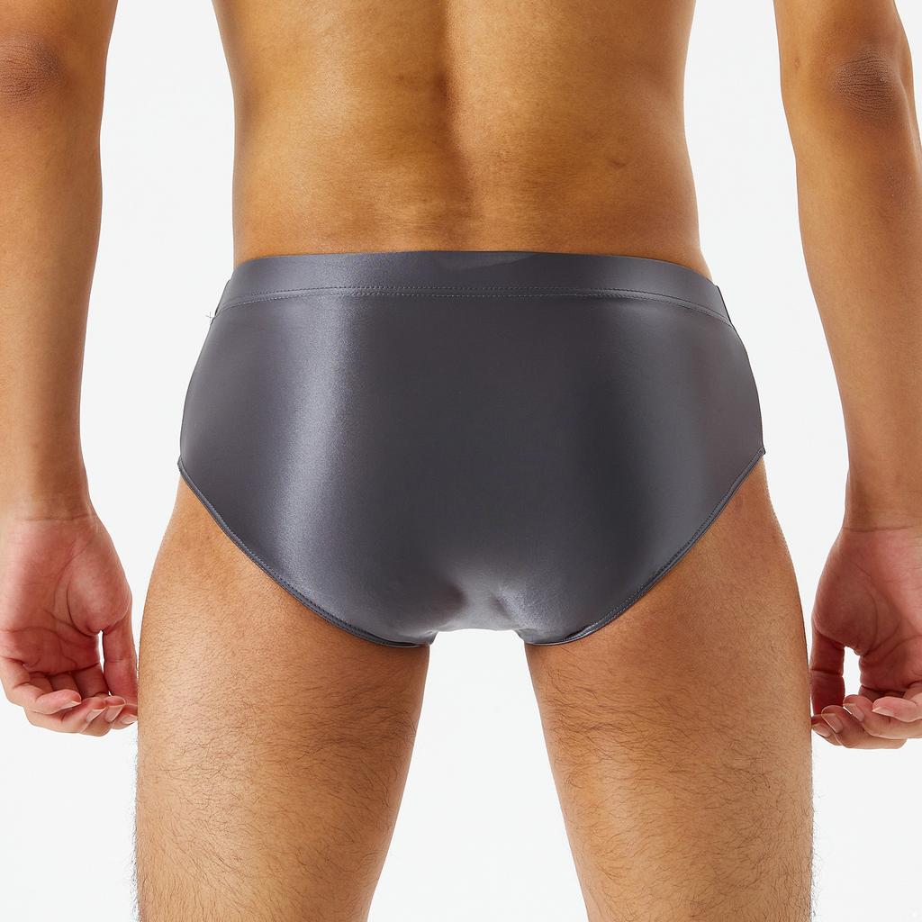 Pánské nízké kalhotky Lesklý hladký materiál Elastický pas Pohodlný střih Jednobarevné plavky