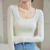 Threaded Large Square Collar Women's Slim Modal T-Shirt - Spring/Autumn 2025