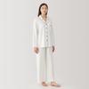 MUJI Women's Seamless Side Pajamas, Smooth Cut and Sew Long Sleeves, Off-White, Size XL, FD1L6A5S
