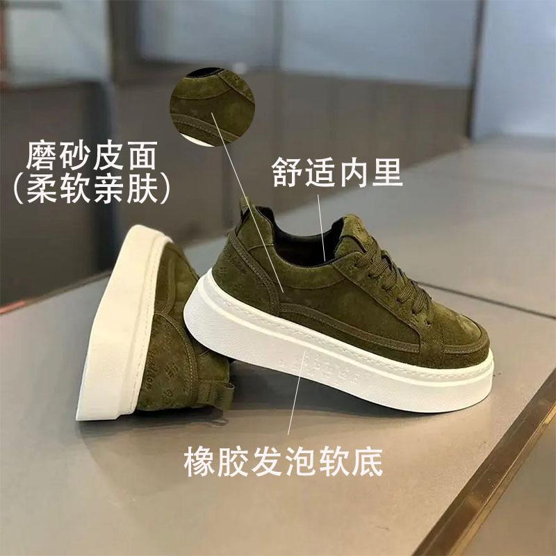 Printed frosted leather shoes autumn and winter new soft sole light casual dnh