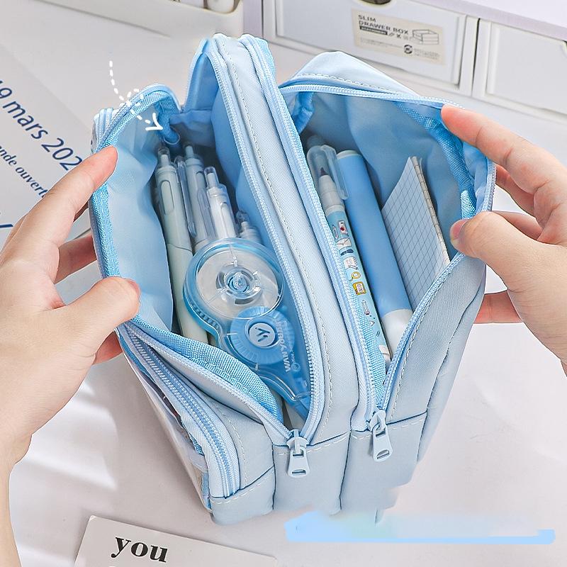 Capacity Pencil Case Stationery Pen Bag Beauty Bag Portable Cosmetic Storage Bag Back School
