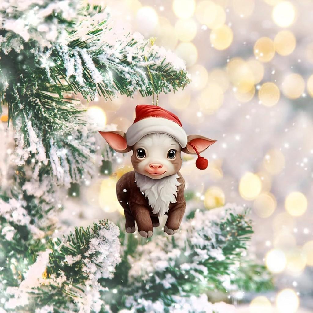 Creative Acrylic Bull Christmas Tree Ornament Colorful Car Interior Decoration