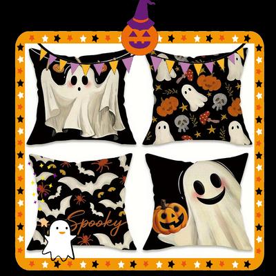 Ghost-Printed Halloween PillowcasesSuitable for Living Room Bedroom Sofa Decorative Cushion Cover Pillow Cover