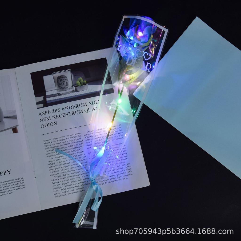 1pcs Led Light Up Glowing Roses Red Flower Bouquet Led Flash Handheld Valentine's Day Glow Party Wedding Decoration