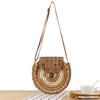Bolsa feminina boho tecido verão praia sacola de palha redonda bolsa de ombro de vime
