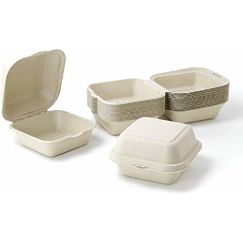 Strix Design Disposable Food Packs, Square, 25 Count, 16 X 15 X 8 Cm, Unbleached, Microwaveable, Water and Oil Resistant, Bento Boxes, Takeout Contain