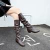 Fashion Knee High Boots 2024 Autumn Winter New Women Heel Knight Boots Fashion Plus Size Women Black Boots 43 Women Shoes Botas De Mujer