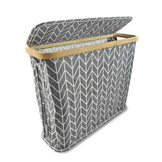 Foldable Bamboo Storage Bin with Lid for Kitchen Recycling