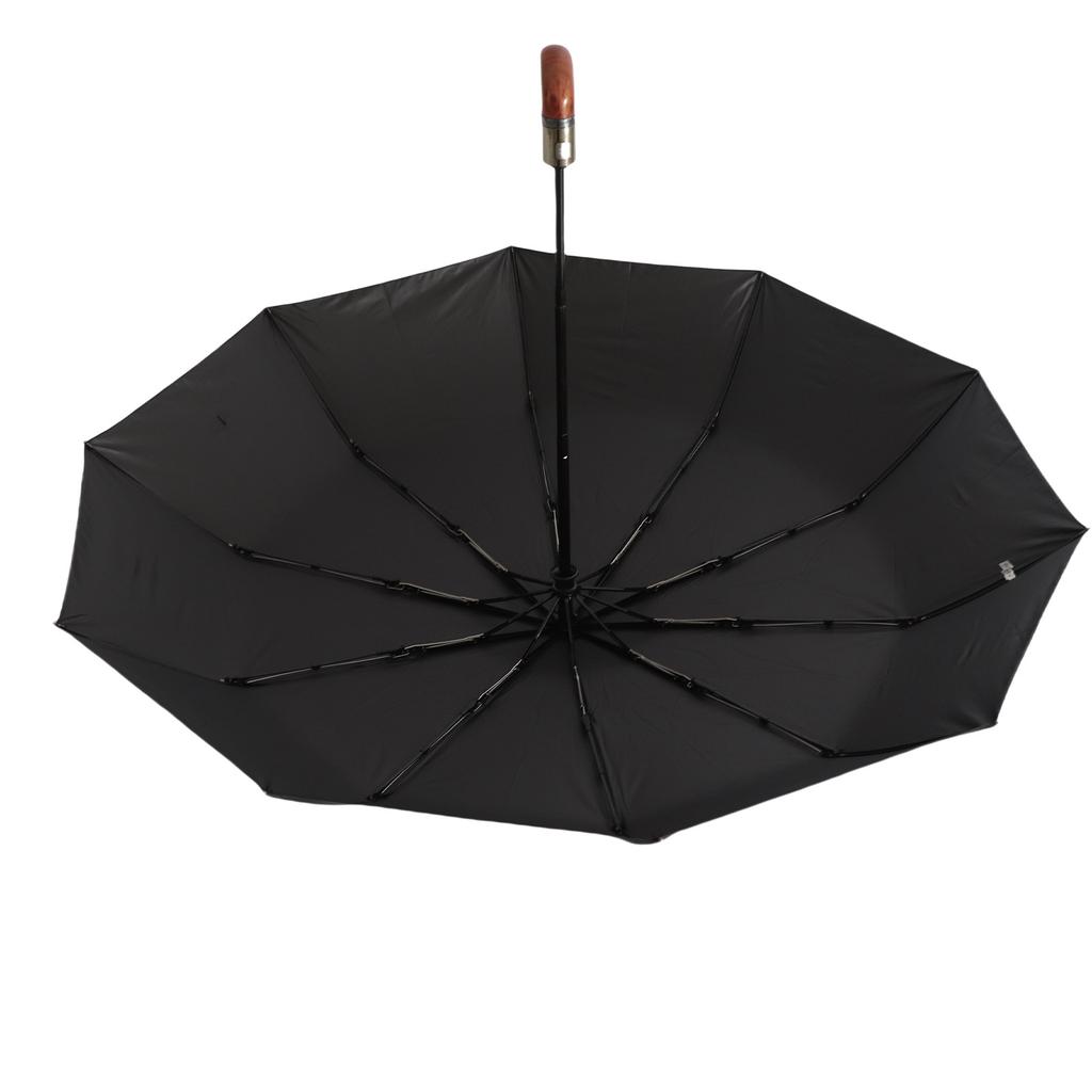 Umbrelă Pliabilă Automată 10 Bale Triple Pliabilă Mâner Imitație Lemn Deschidere Închidere Automată