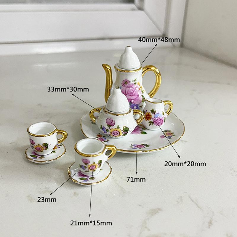 1:12 Dollhouse Miniature Mini Ceramic Tea Set Furniture Home Model Decor Toy Doll House Accessories