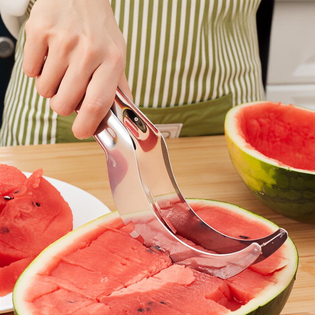 Stainless Steel Watermelon Artifact Slicing Knife Watermelon Clip Multifunctional Fruit And Vegetable Tools Kitchen Accessories