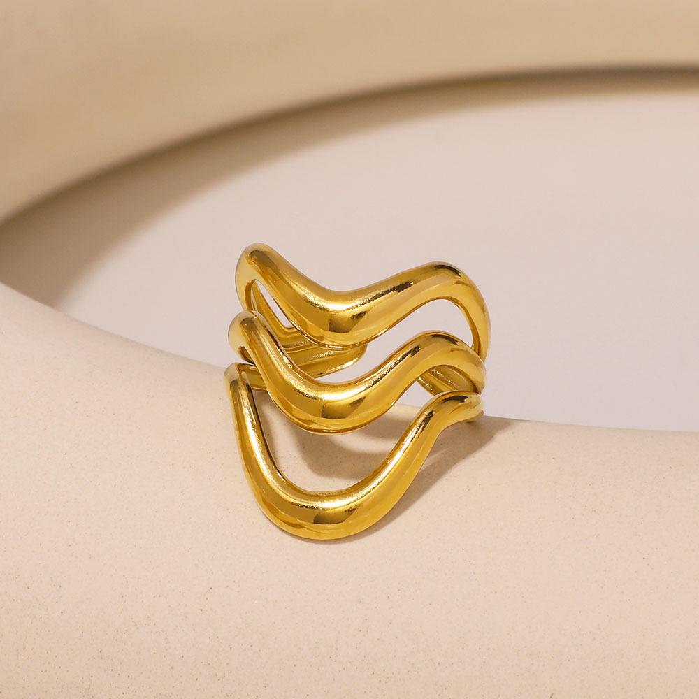 Stainless Steel Silver Color Rings for Women Punk Geometric Metal Irregular Chain Open Rings Hiphop Simple Jewelry Accessories