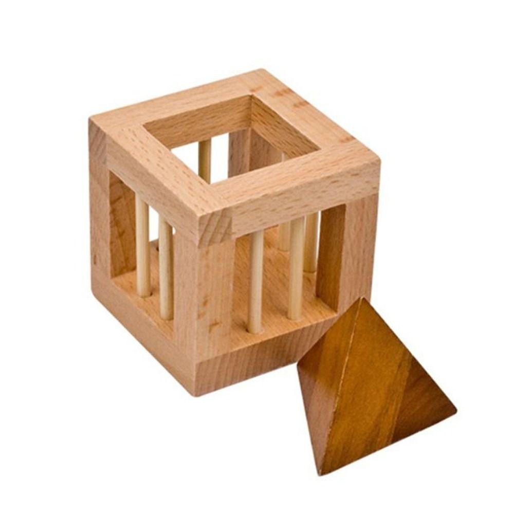 Cage Wooden Brain Teaser Puzzle Triangle Unlock Cage Apart Triangle Luban Lock  Teenager Gifts