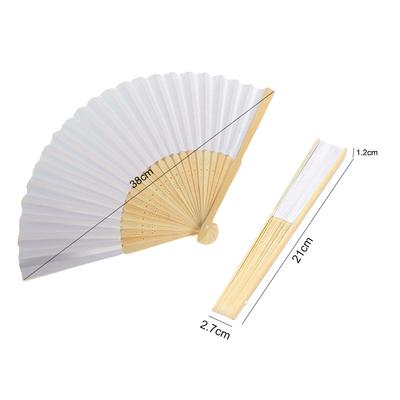 1-10pcs Wedding Hand Fans White Paper Bamboo Folding Fans Custom Hand-painted DIY Hand Fan Decoration Kids Painting Gifts