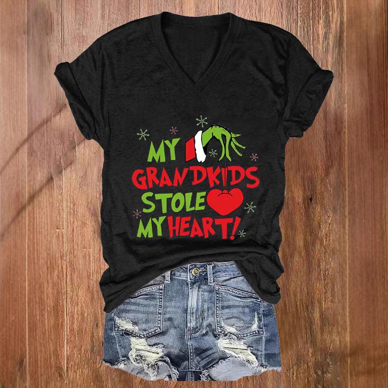 Hot Selling 3D Digital Printed T-shirt for Spring and Summer, Women's V-neck Slim Fit Comfortable Versatile Top 3418 KTB