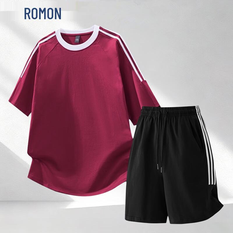 Летний хлопковый спортивный костюм ROMON с тремя полосками XL