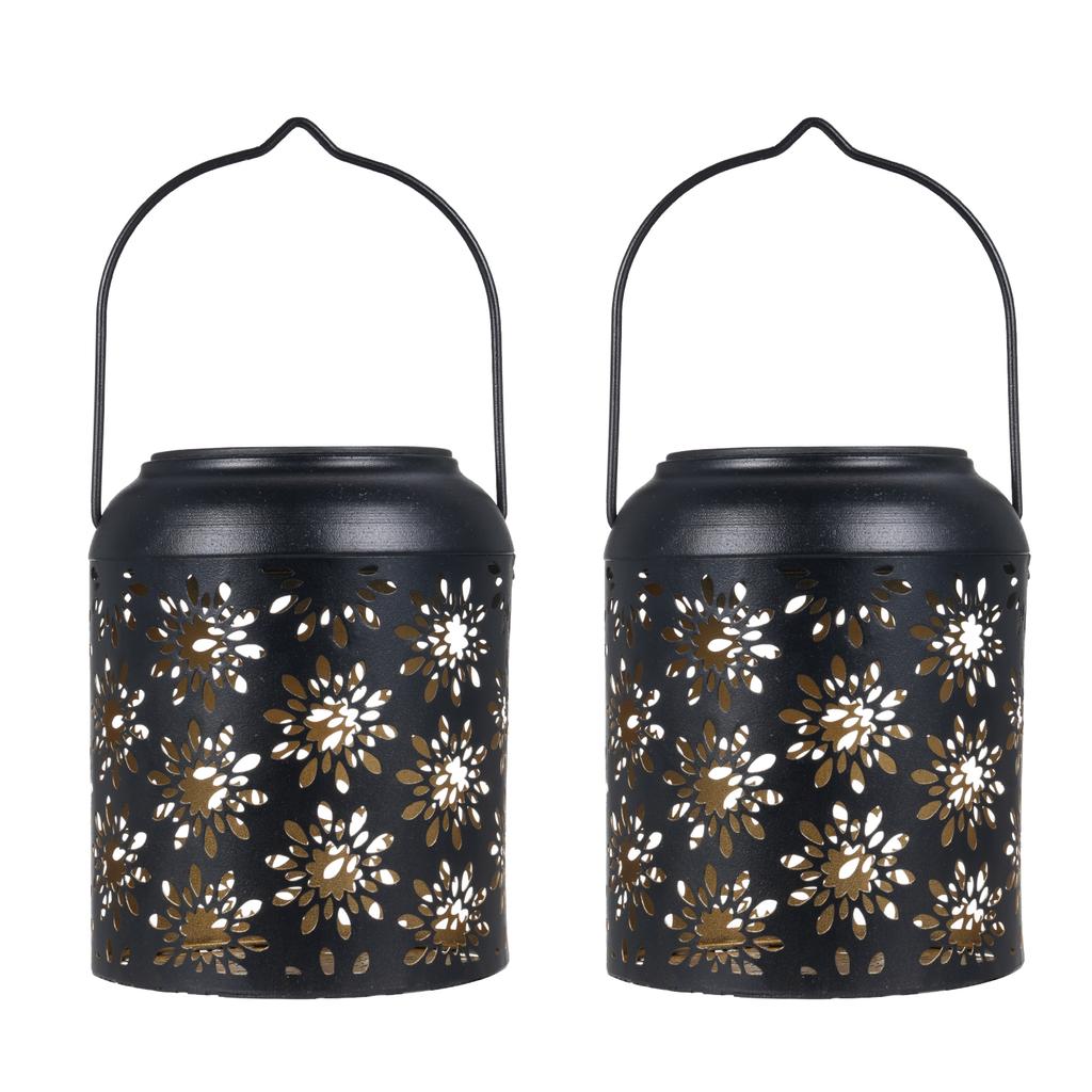 Solar Lantern Outdoor Hanging Light Metal Decorative Light Hollowed Out Garden Landscape Lighting for Table Pathway Party Yard