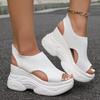 Height-Increasing Fly Weave Sandals Women'S Outdoor Summer New Fish Mouth Wedge Thick Sole Petite Athletic High Heel Sandals, Women Shoes