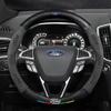 DIPE4 Ford ST EXPLORER EDGE Fiesta Focus Mondeo F150 Fusion Mustang Kuga Ranger Car Anti-Slip Suede Carbon Fiber Steering Wheel Cover