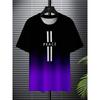 Sommer Rund Hals 3D Gradient Bokstaver Trykk Topp Fasjonable Casual Kortarmede Herre T-skjorter