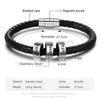 Personalized Men Leather Bracelet with 1-6 Name Beads Customized Family Names Black Rope Magentic Buckle Bracelets for