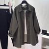 Khaki trench coat women's medium and long autumn and autumn new loose and good-looking clothes