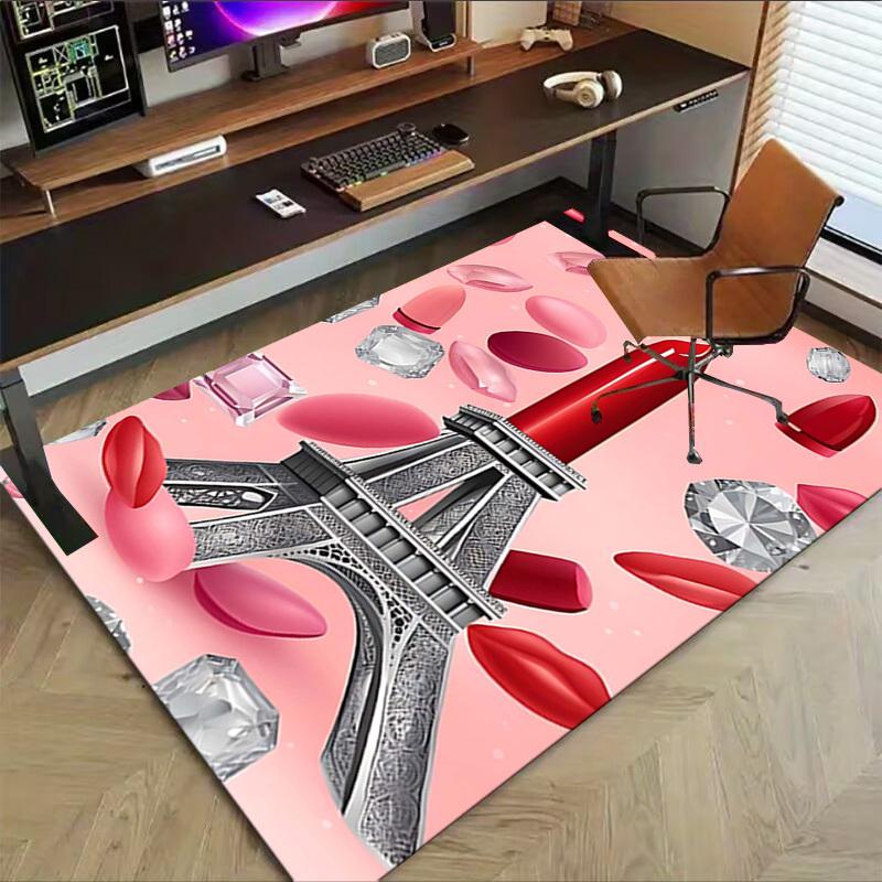 1PC Parisian, lipstick Extra Large Non Slip Floor carpet, Office, family, Studio   Large Area Rug Indoor Rugs, Bold Statement Piece