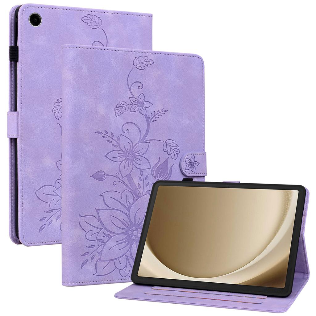 For Samsung Galaxy Tab A9+ Case with Card Slots Anti-Drop Imprint PU Leather Tablet Cases