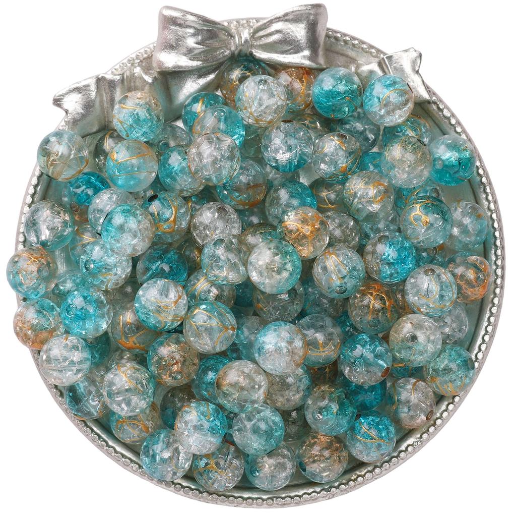 8mm/10mm Cracked Patterned Beads Irregular Color Acrylic Beads For DIY Jewelry Making