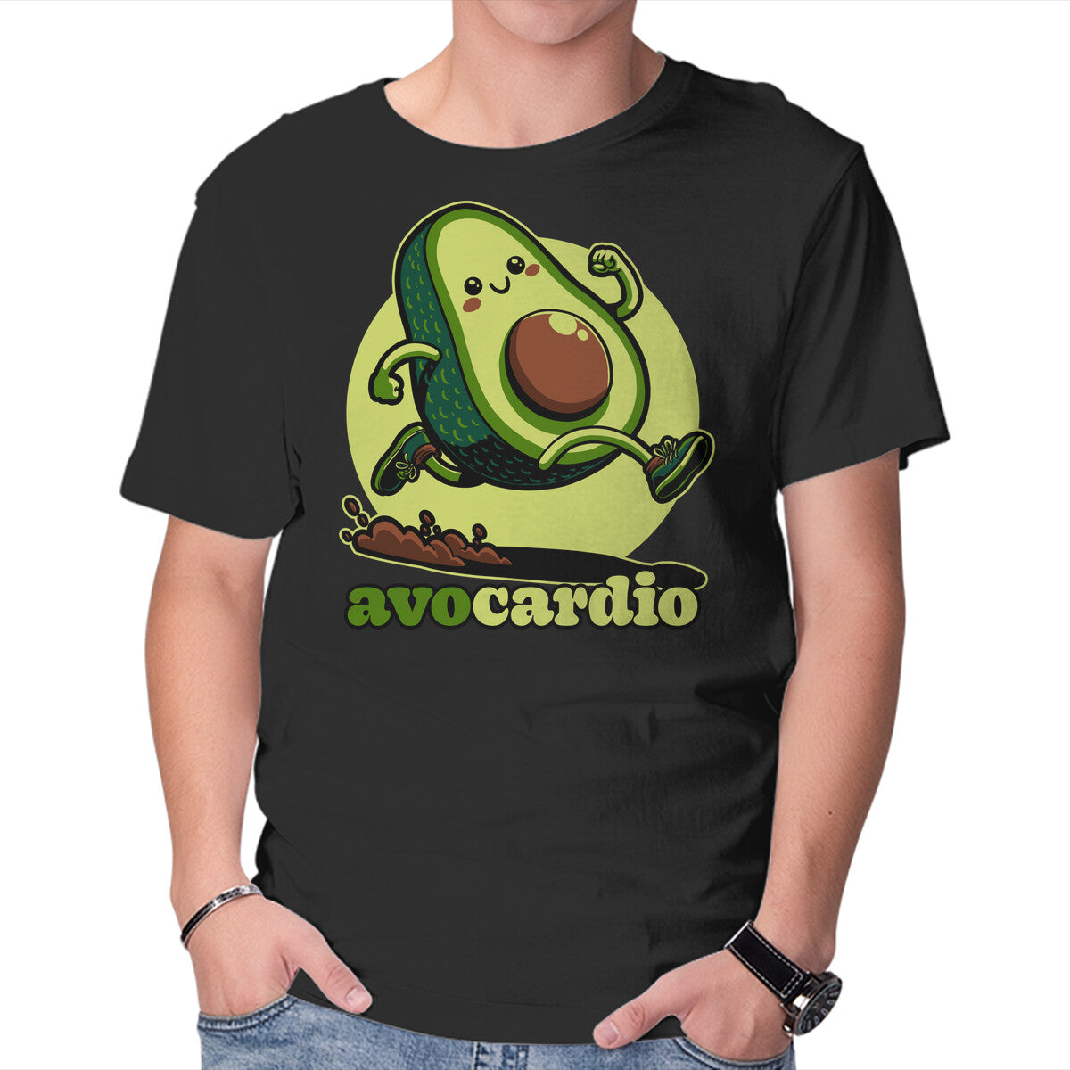 Unisex Crew Neck T-Shirt Avocado Exercise Graphic Short Sleeve Casual Tee L