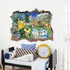 3D Cartoon Broken Wall Stickers Children's Room Pokemon Wall Stickers Children's Room Decoration Painting Background Mural