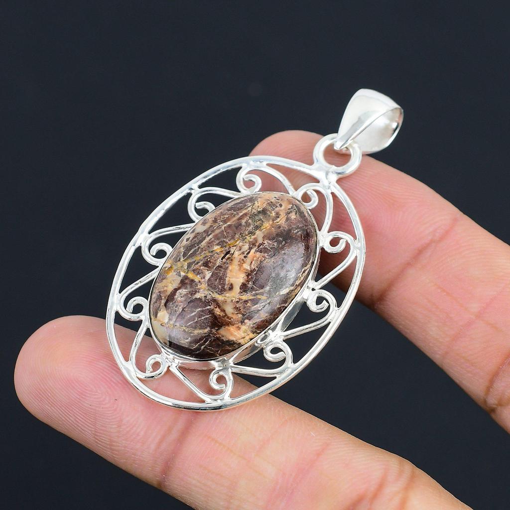 Womens Day Sale Sterling Silver Coconut Jasper Gemstone Handmade Elegant Pendant