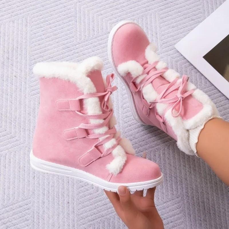 Fashion Women's Winter Outdoor Anti-slip Warm Snow Boots Ladies Warm Wool Booties Fashion Comfortable Plus Size Shoes Casual Women Boots