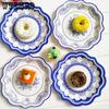 10PCS 22CM Chinese Style Printed Disposable Plates Birthday Cake Donut Cupcake Paper Plates Creative DIY Plates Set